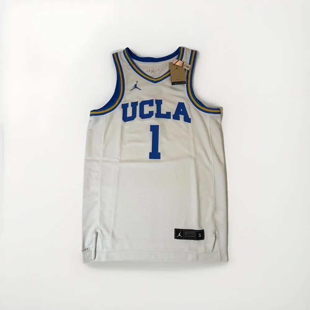 NEW UCLA Bruins #1 Basketball Jersey Men’s Small White Jordan Brand Dri-FIT NWT